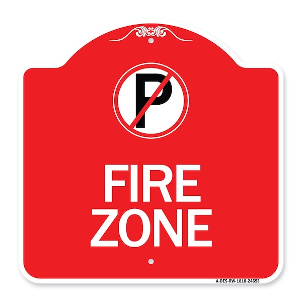 Designer Series Sign-No Parking, Red & White Aluminum Architectural Sign, 18" x 18", RW-1818-24653